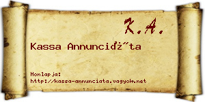 Kassa Annunciáta névjegykártya